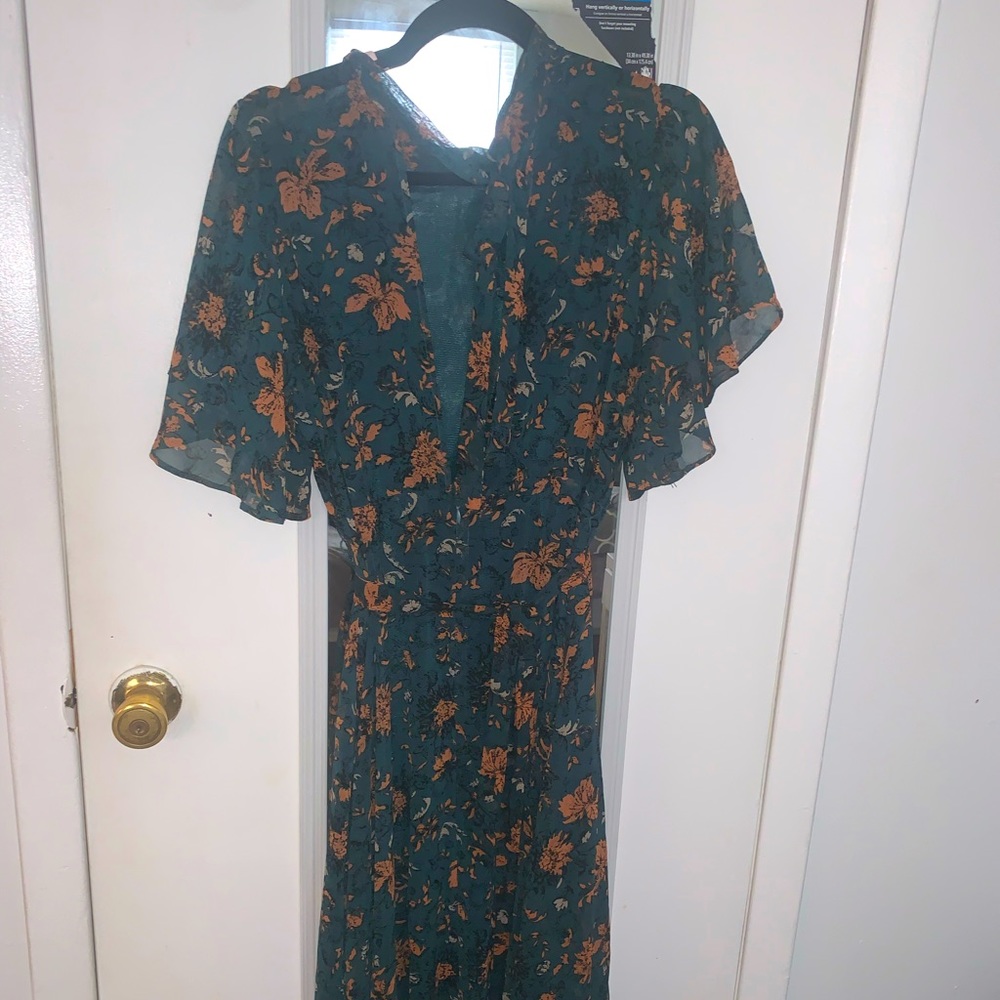 Green floral maxi dress